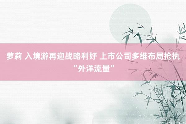 萝莉 入境游再迎战略利好 上市公司多维布局抢执“外洋流量”